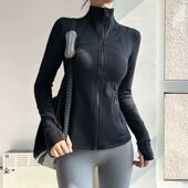 长款 瑜伽服上衣春秋跑步夹克女 立领帅气运动外套网红紧身速干长袖
