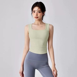 一体固定杯瑜伽服女防震跑步高强度运动上衣紧身显瘦训练健身背心