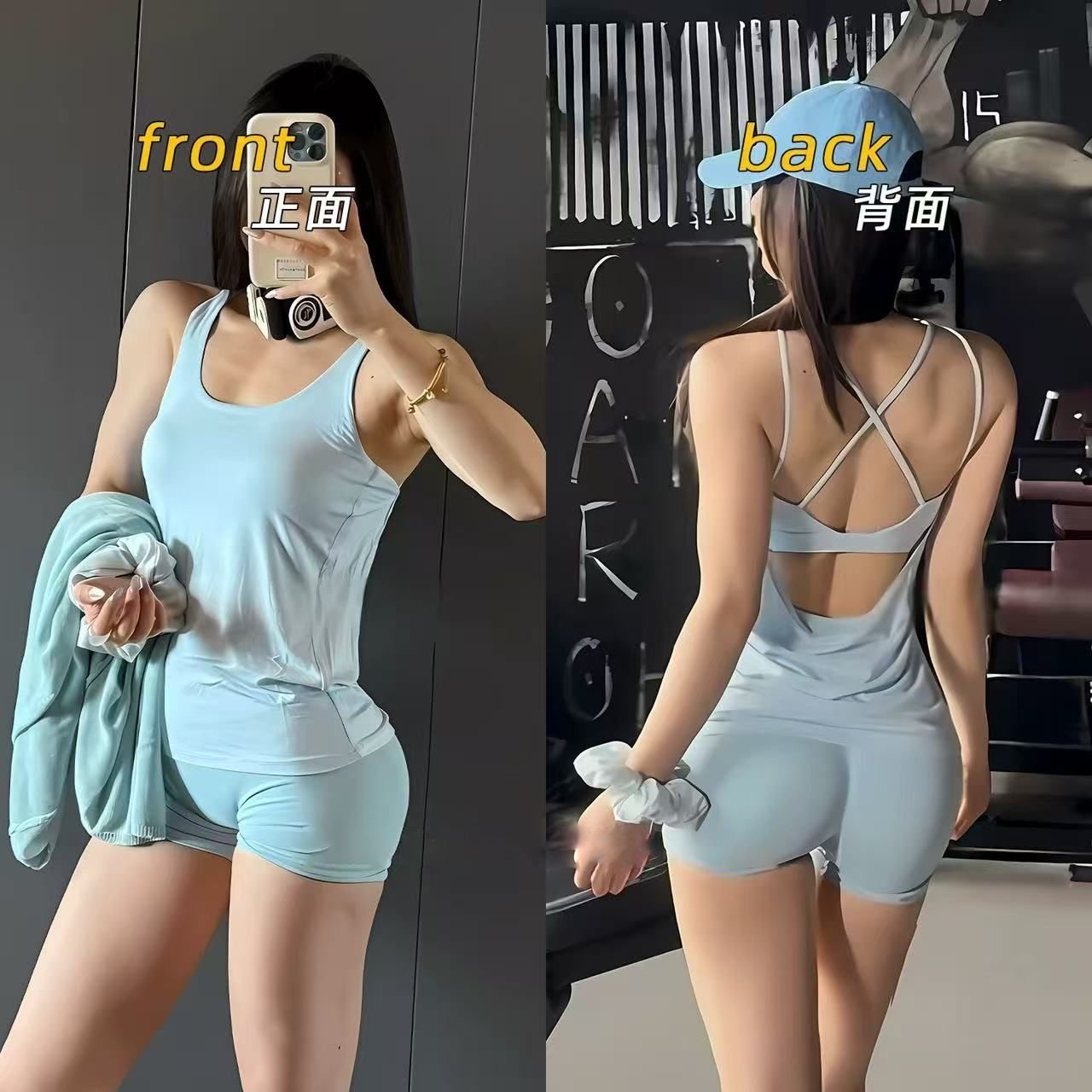 运动瑜伽服女带胸垫健身瑜伽背心高弹修身训练上衣女健身蜜桃短裤,运动/瑜伽/健身/球迷用品,瑜伽背心,淘宝优惠券,粉丝福利购,淘宝优惠卷