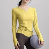 瑜伽服带胸垫高级感专业普拉提训练长袖 跑步运动健身上衣 女秋冬款