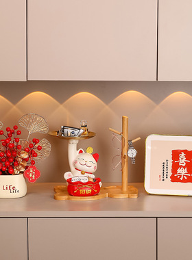 招财猫平安喜乐桌面装饰摆件玄关客厅家居酒柜装饰品乔迁新居