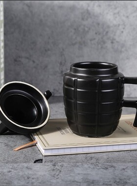 创意手雷弹带盖马克杯个性陶瓷杯办公室咖啡情杯搞怪水杯