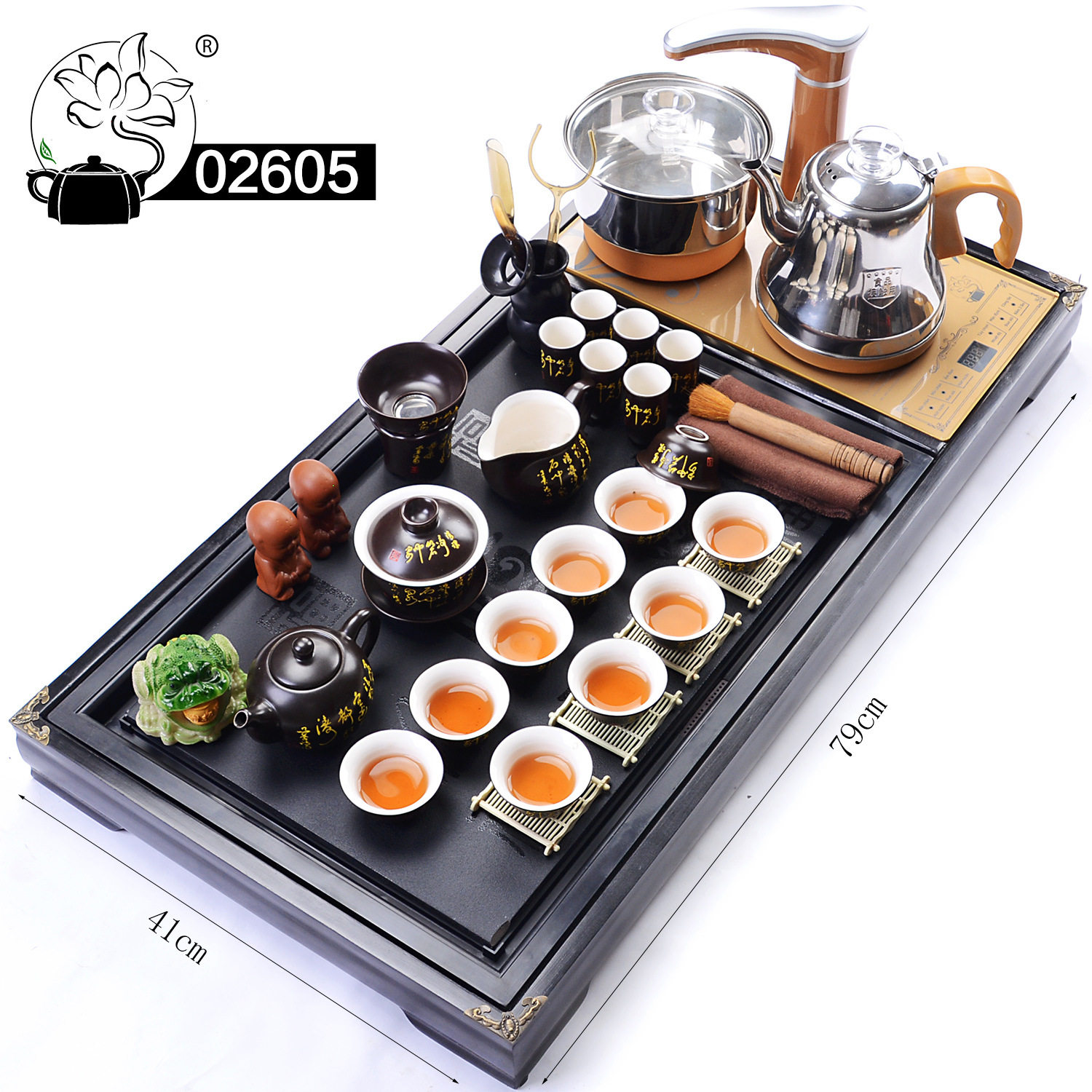 026瓷石盘实木柯木茶盘茶海道原矿紫砂功夫茶具套装送礼品电磁炉