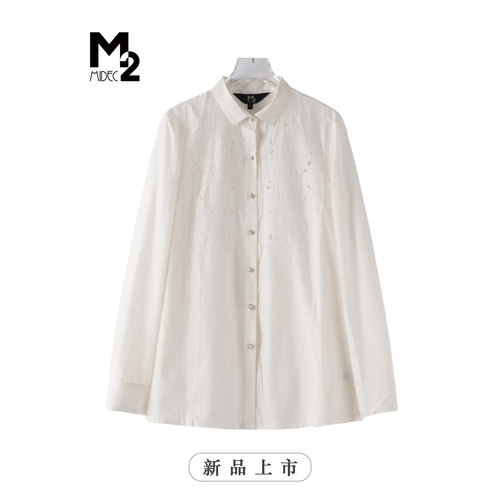 M2折扣店夏季小衫高级桑蚕丝衬衫