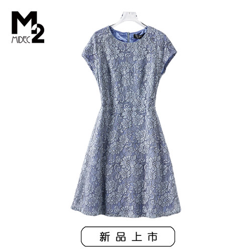 M2品牌奥莱店女装夏季短袖收腰显瘦连衣裙