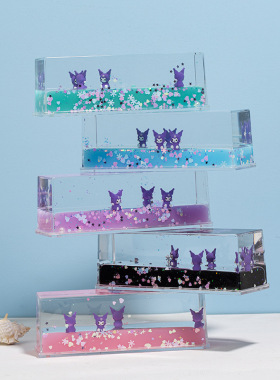 亚克力大长方卡通公仔漂浮油滴透明漂流瓶家居桌面装饰工艺品