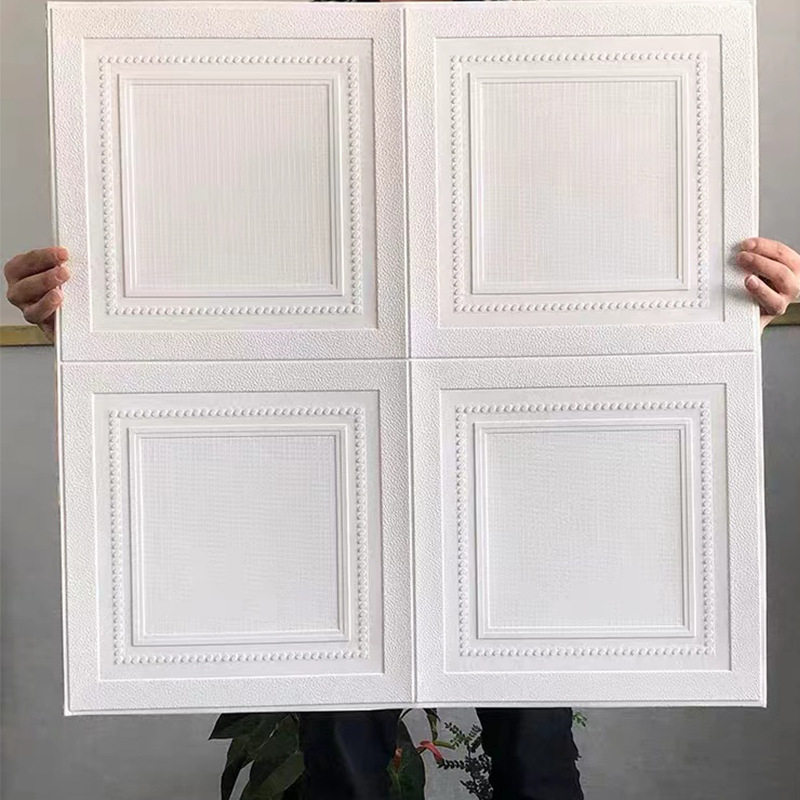 3D立体自粘四方格防水电视墙贴
