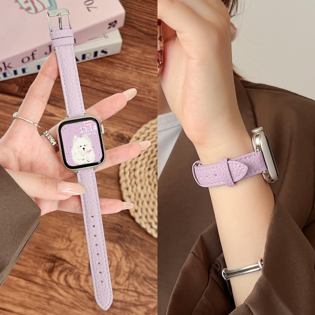 学长家创意皮质荔枝纹表带秋冬女