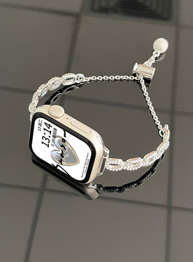 适用iwatchs9手表带质感s10女款applewatchs9小众新款s8s7苹果智能11手表链6夏季金属iwatchse女生高级感腕带