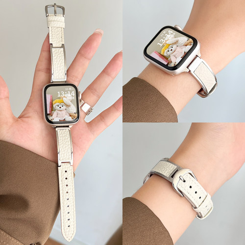学长家创意金属贴皮间皮质表带女
