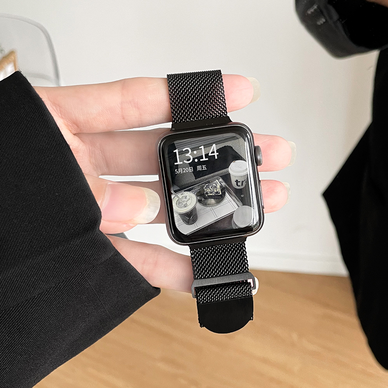适用iwatchs9手表带小众11磁吸新款applewatchs9苹果手智能表链s8s7s6女生iwatchse高级感54米兰尼斯3女款se2