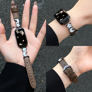 荣耀电子智能运动6pro替换带表链band7高级感八女士九代小众 8手腕带真皮7nfc版 适用华为手环10 9手表带链新款