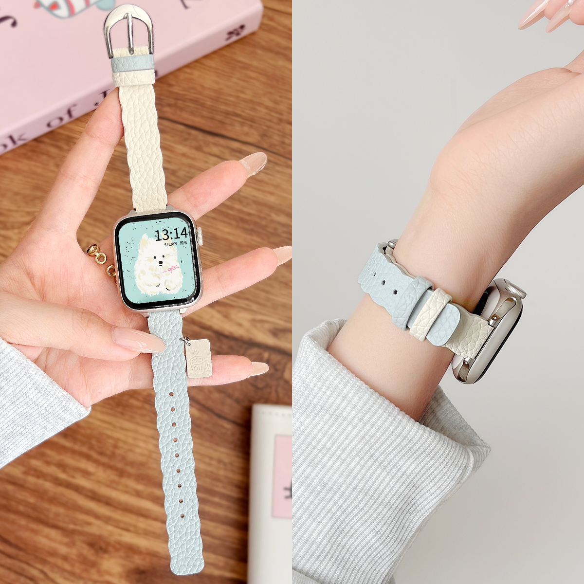 学长家创意花边荔枝纹皮质表带