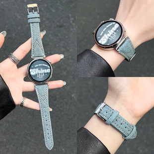 s4sport真皮质智能运动手表s3腕带高级感2女士41mm专用表链女款 watch 牛仔xiaomi 适用小米watchs4手表带新款