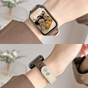 适用小米手环8pro手表带新款9pro版真皮智能7运动手腕带6女生八九代表带链红米手表watch4/5女款替换表链夏天