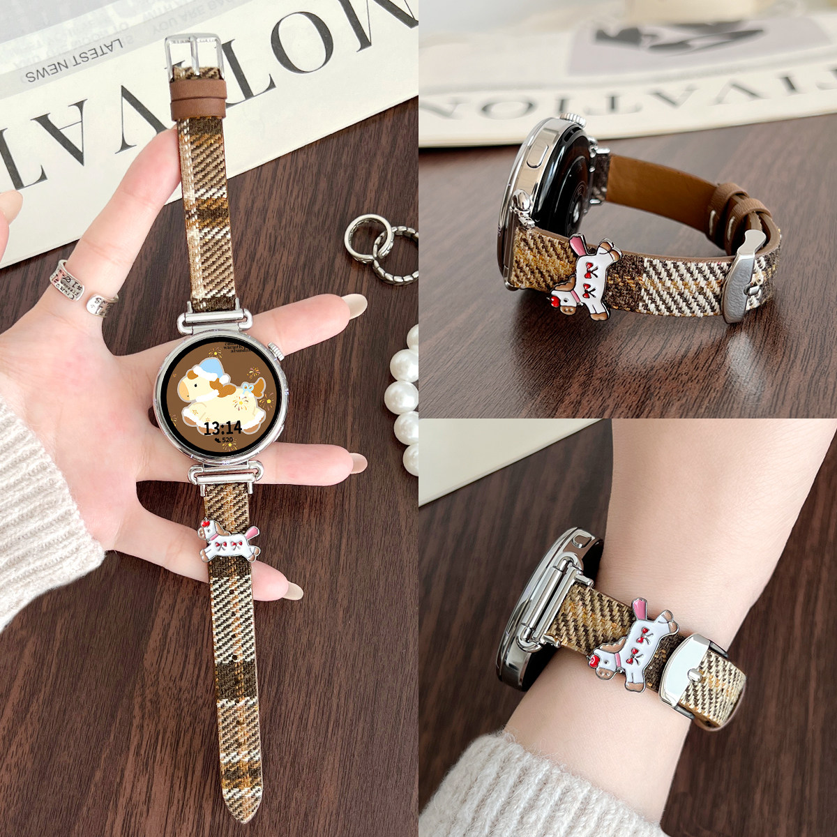 适用华为watch gt6手表带高级感系列watchgt5新款毛呢智能运动腕表4pro女表watch3女士高端真皮专用2表链女款,智能设备,智能手表手环表带/腕带,淘宝优惠券,粉丝福利购,淘宝优惠卷