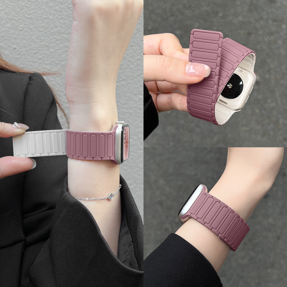 学长家新款装甲硅胶磁吸表带冬天