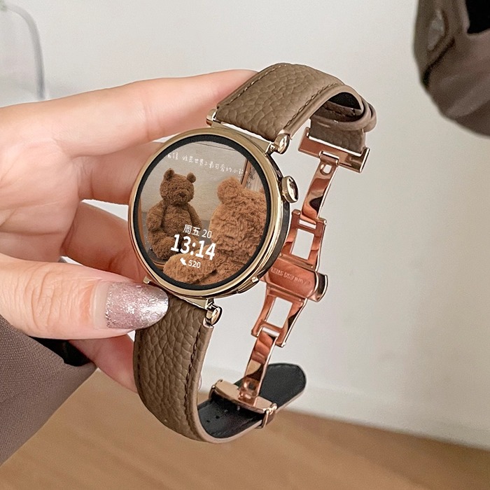 学长家真皮荔枝纹蝴蝶扣表带女款