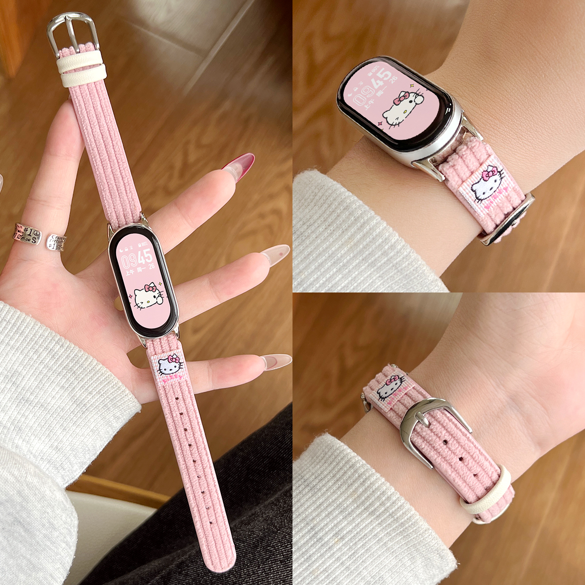 学长家创意贴标针扣灯芯绒表带女