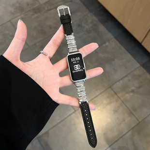 专用秋冬 腕带高级感11pro金属智能运动band7高颜值荣耀手表链九十代女款 适用华为手环10表带新款 真皮质9nfc版