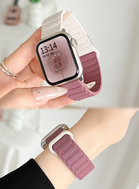 适用小米手环9pro手表带链新款8por手腕带硅胶女生watch5红米手表链redmiwatch4磁吸智能运动6手带九代高级感