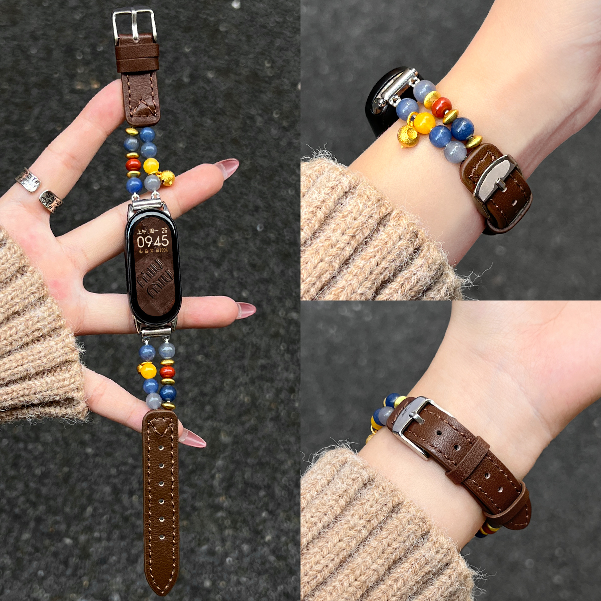 学长家新款创意四叶草间皮表带女