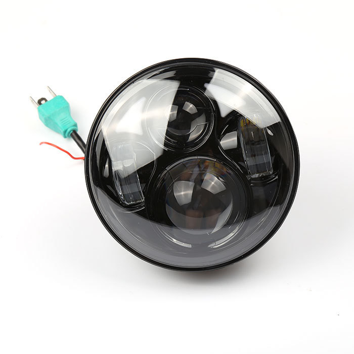 哈雷大灯 LED 5.75寸 外壳黑色 经典款 天使眼白色 即插即用