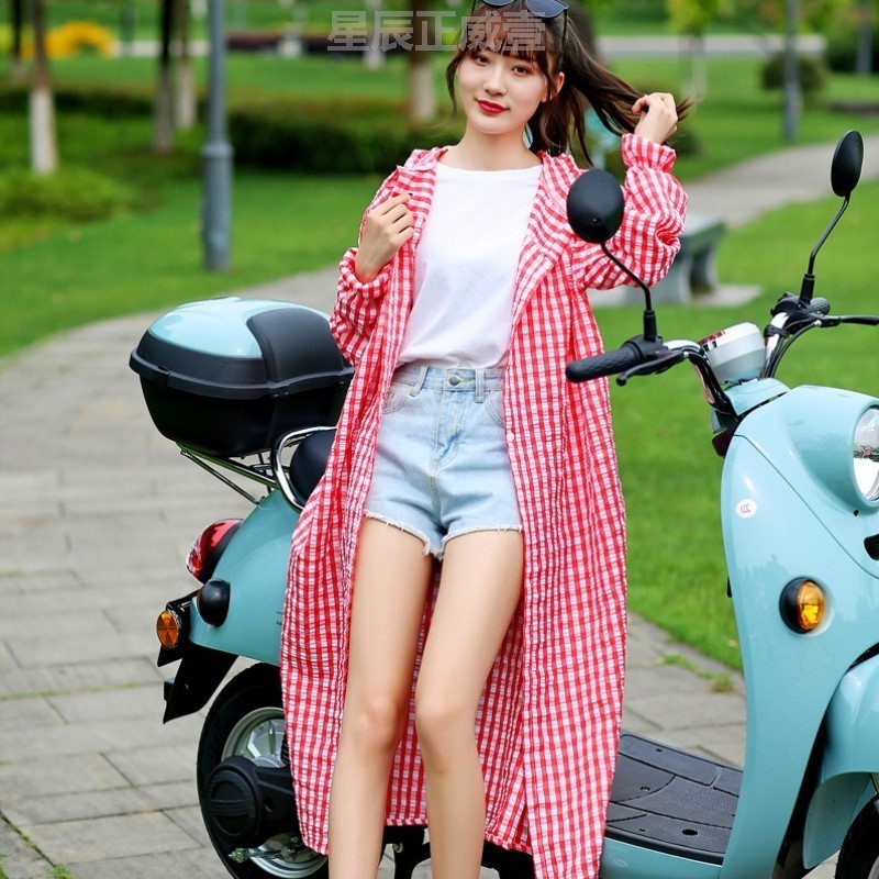 骑车遮阳全身防紫外线长袖披肩防晒衣服夏季衫电动车防晒女长款