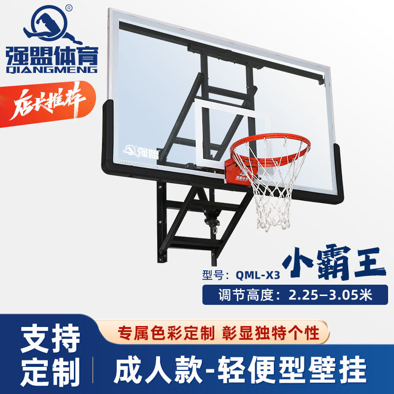 强盟壁挂式篮球架室内比赛训练篮球筐易安装可定制