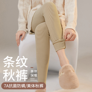 2025新款 冬季 女内穿大码 加厚保暖毛线衬裤 弹力时尚 7A抗菌条纹秋裤
