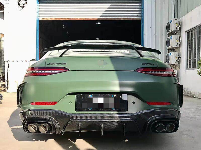 适用于奔驰amg gt50 gt53改装真碳纤维后唇小包围后扰流风刀下巴