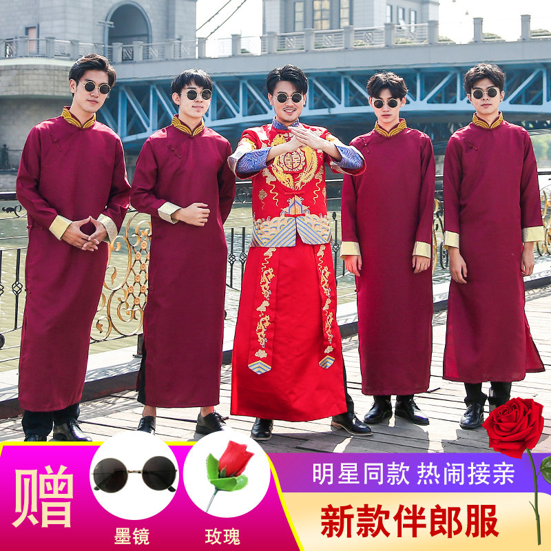 WANG KAI AND YANG SHUO BAGS ARE ALWAYS THE SAME CHINESE WEDDING GROOMSMENS COSTUMES WINTER WEDDING BROTHERS GOWNS DRESSES EMBROIDERED COATS