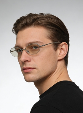 金属半框椭圆形浅色太阳眼镜UV400防紫外线辐射防蓝光近视墨镜