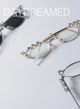 椭圆形UV400小众镶钻墨镜眼镜框