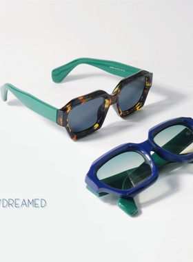 撞色设计嘻哈风格墨镜UV400粗框个性可配近视rapper潮酷太阳眼镜