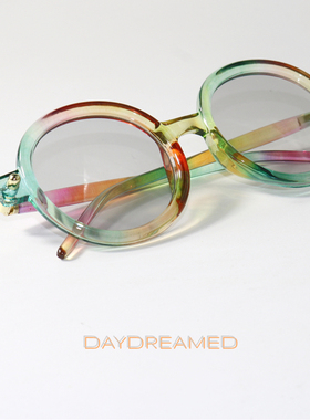 圆形个性彩虹眼镜UV400粗镜框防蓝光配近视太阳眼镜复古绅士墨镜