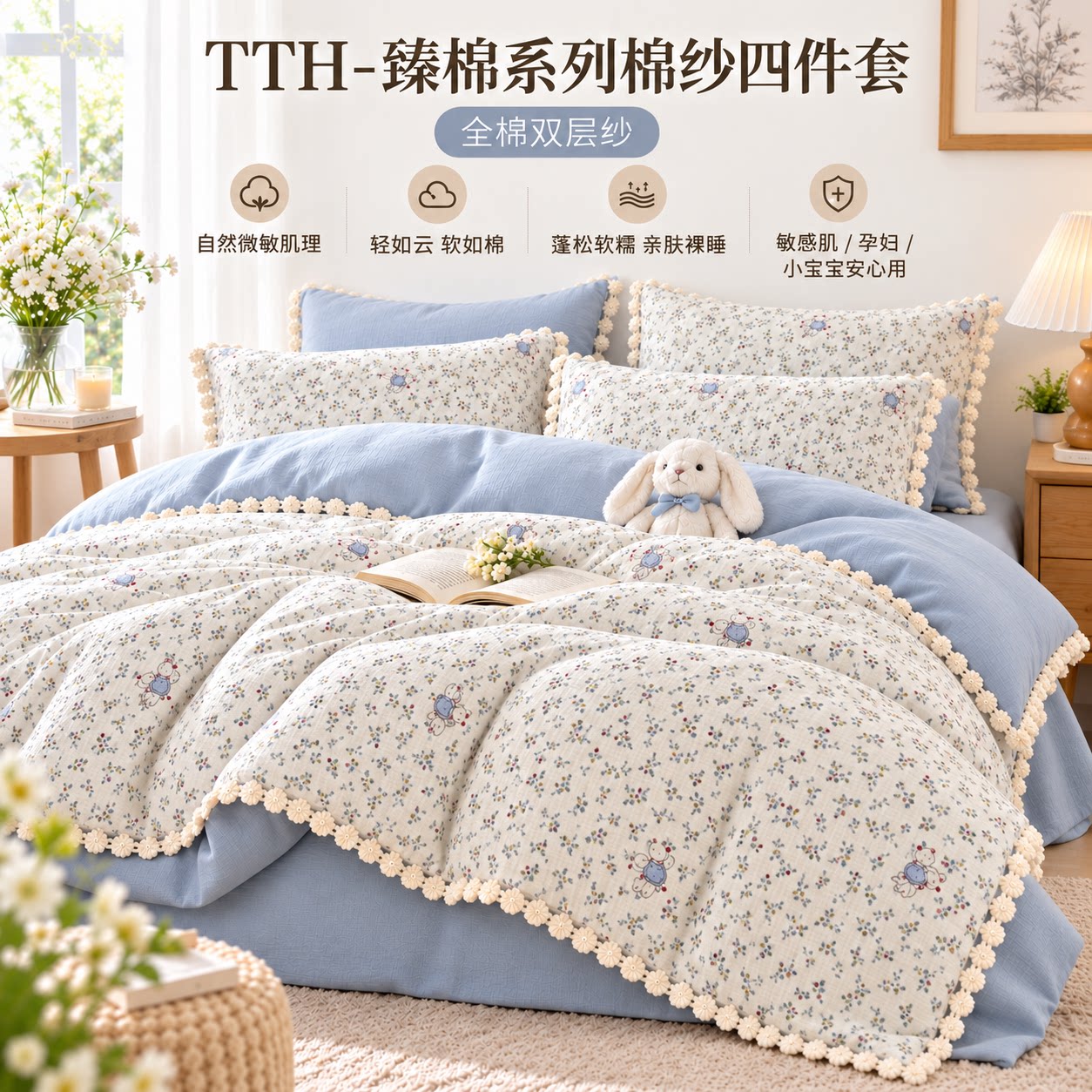 门店同款TTH臻棉系列棉纱四件套