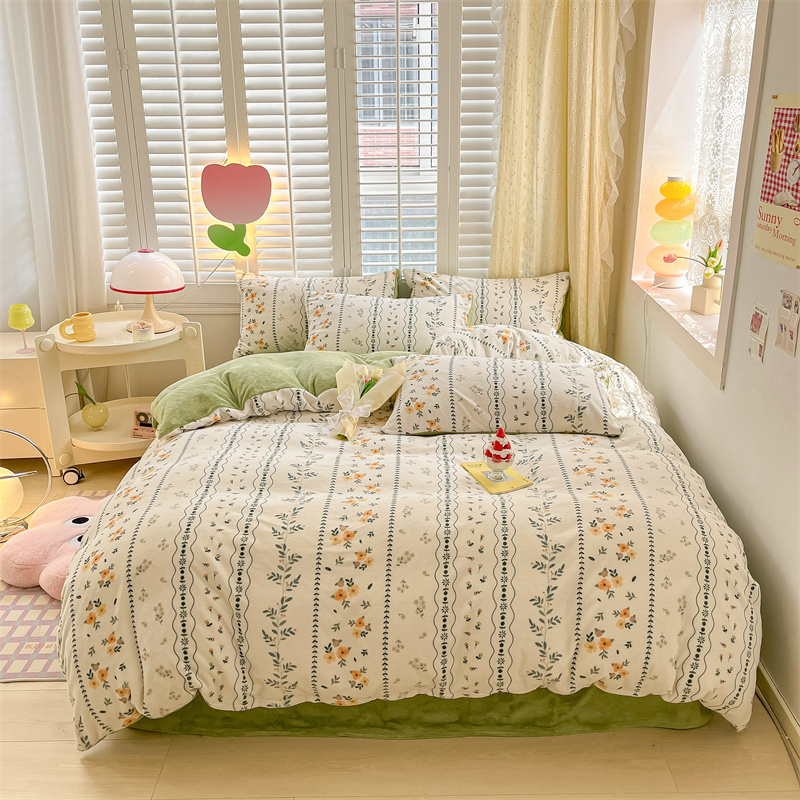 自然醒冬季加厚牛奶绒床上四件套