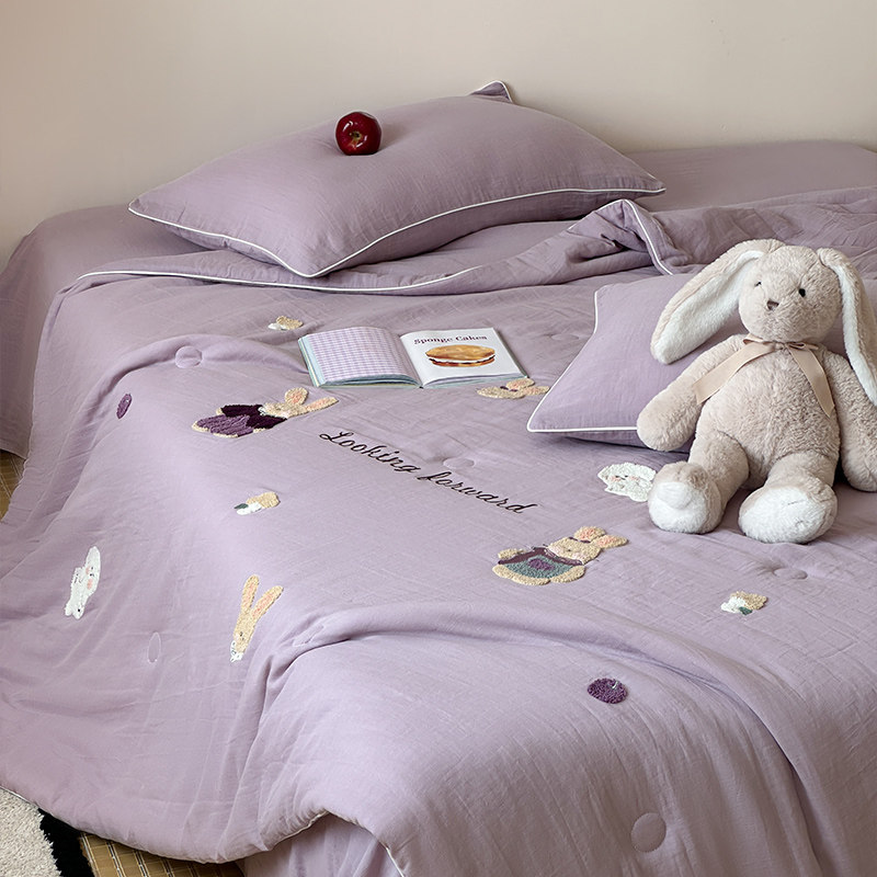 自然醒A类双层纱夏季全棉夏凉被空调被可机洗纯棉加厚夏被四件套