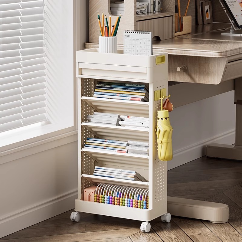 落地带轮书架收纳一体窄柜