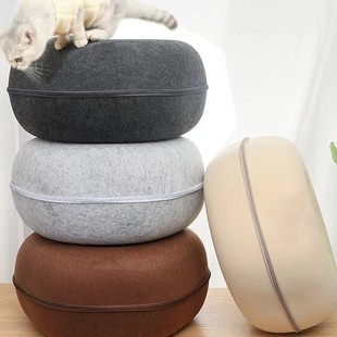 猫咪宠物窝猫隧道温馨甜甜圈猫窝透气屋四季 通用可拆洗毛毡猫窝