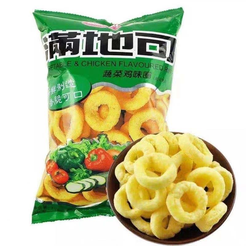 清仓满地可蔬菜鸡味圈75g膨化X休闲办公室学生零食团购
