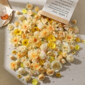 仿真黄色系混搭假花diy手工材料婚庆绢花簪花头饰裙撑草帽花装 饰