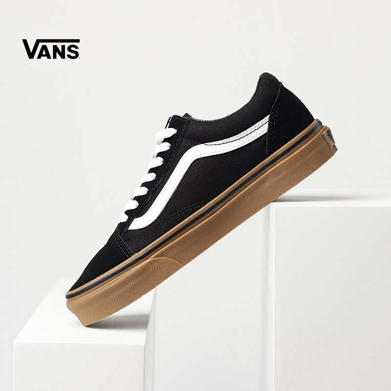VANS范斯低帮经典款OLDSKOOL休闲鞋男鞋板鞋女鞋棕色底黑色帆布鞋