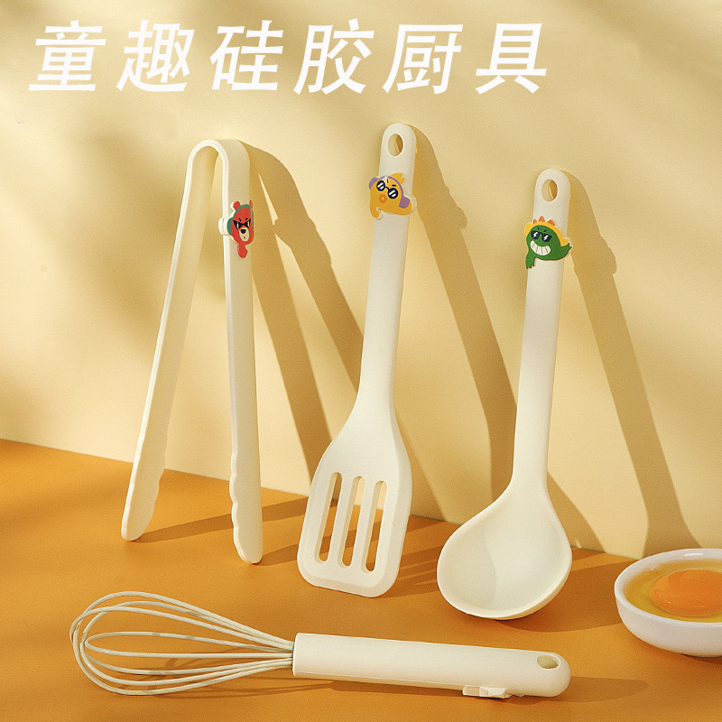 新款硅胶铲汤勺家用耐高温家用厨具迷你打蛋器夹子不粘锅煎铲