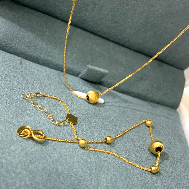云鼎珠宝 18k金猫眼项链au750彩金转运珠肖邦猫眼手链女饰品