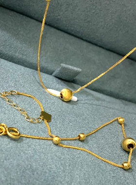 云鼎珠宝 18k金猫眼项链au750彩金转运珠肖邦猫眼手链女饰品