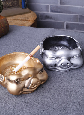 招财猪烟灰缸创意家居招财摆件工艺品酒店客厅招财进宝树脂