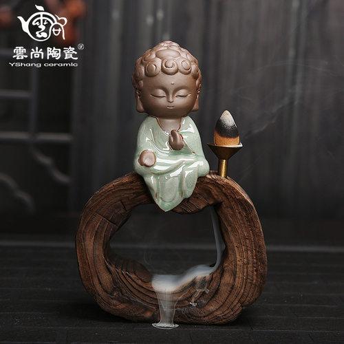 云尚 茶宠摆件创意小和尚紫砂倒流香炉茶具配件家居办公艺术摆件