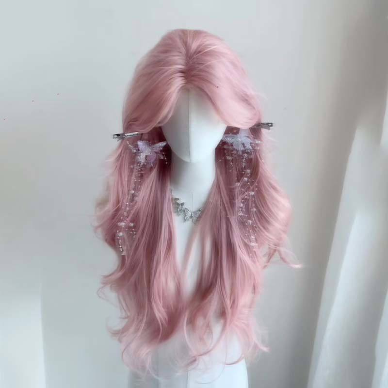 【恋爱告急】假发女中分樱花粉大波浪长卷发自然甜美仿真发全头套